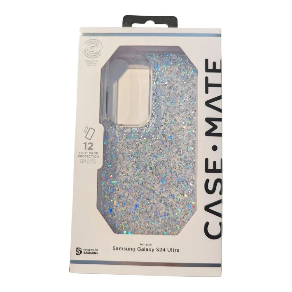 K8. Case-Mate Twinkle Disco Case for Samsung Galaxy S24 Ultra - Silver Glitter